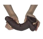 Real Skin 7.5" Dual Layer Dildo - Dark Brown - Image 6