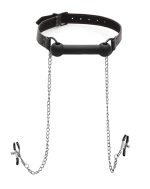 Silicone Bit Gag With Nipple Clamps - Image 2