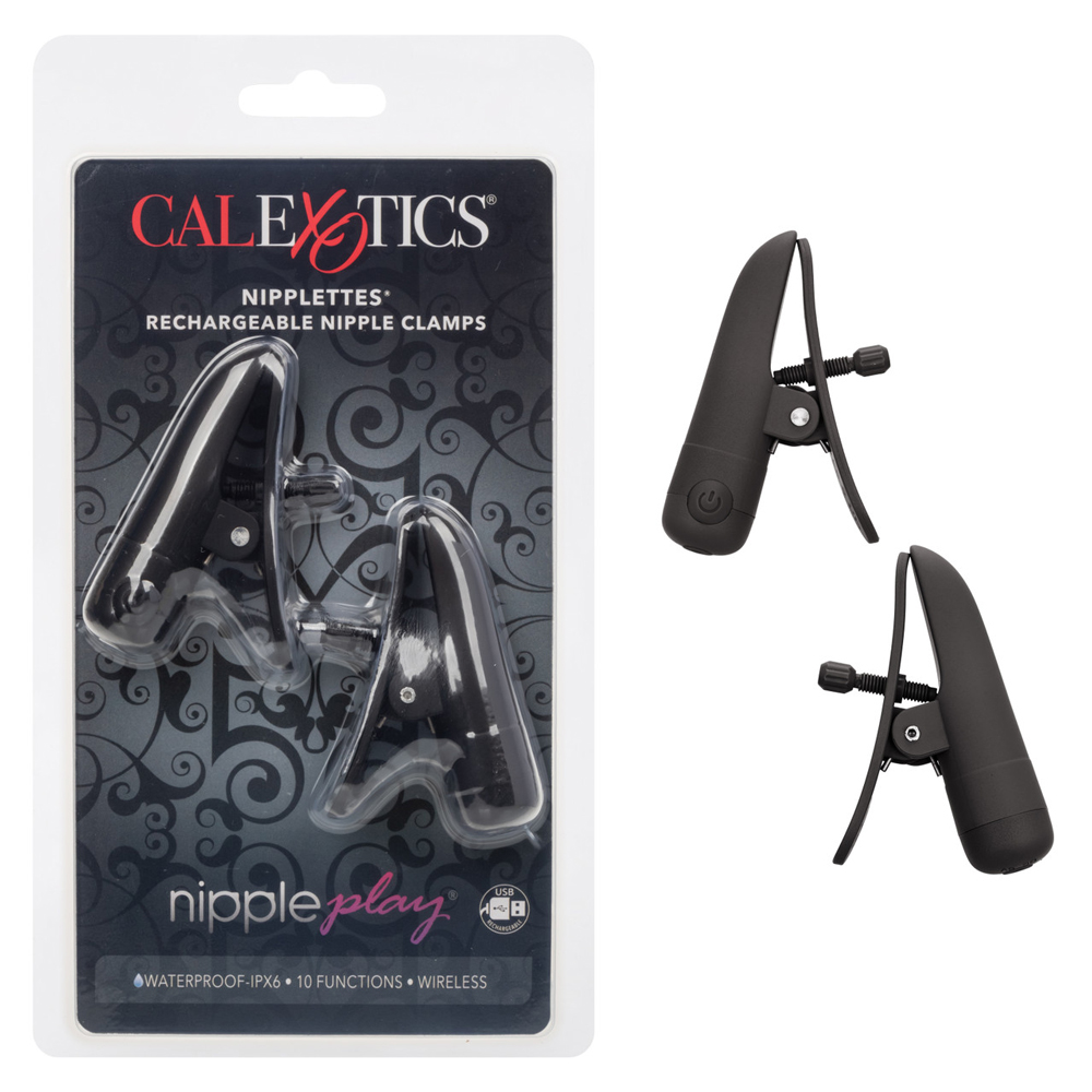 EYNHUBBT Nipple Play Nipplettes Vibrating Nipple Clamps Black Rechargeable - Image 1