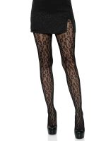 Leopard Net Tights - One Size - Black - Image 4