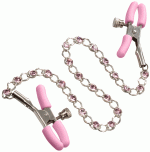 Nipple Play Crystal Chain Nipple Clamps - Pink - Image 6
