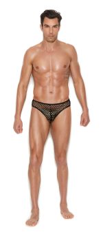 Men's Fishnet Thong Back Brief - Small/medium - Black - Image 2