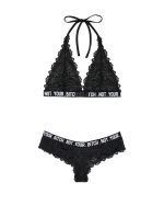 Not Your Bitch Bralette and Cheeky Panty Set - Black - L/xl - Image 5