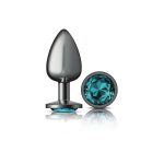 Teal Round Gem Gunmetal Metal Plug - Lg - Image 4