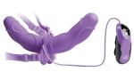 Fetish Fantasy Elite Vibrating Double Delight Strap-on - Purple