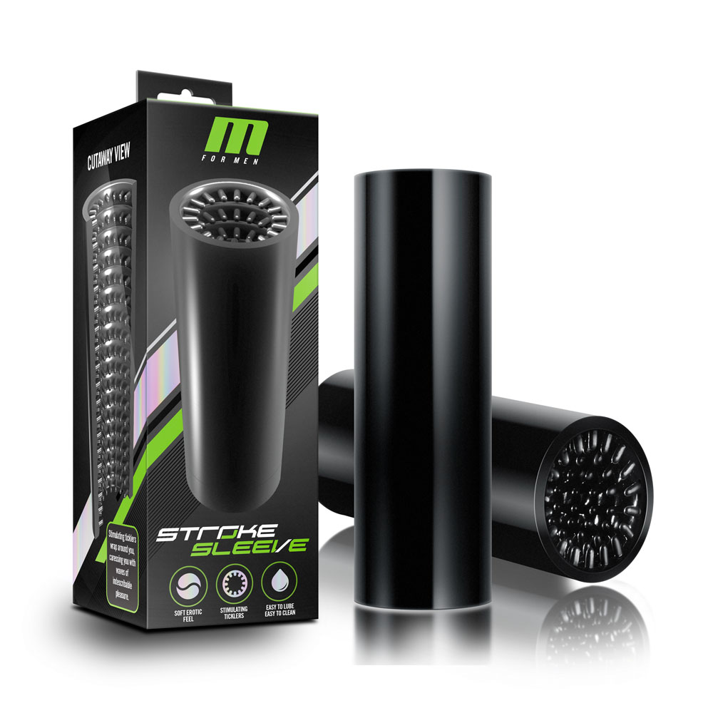 www.blushnovelties.com M for Men - Stroke Sleeve - Black - Image 1