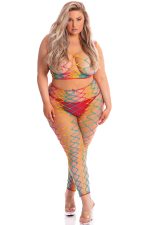 Pink Lipstick - Roy G. Biv 2 Pc Bodystocking - 1x-3x - Rainbow - Image 2
