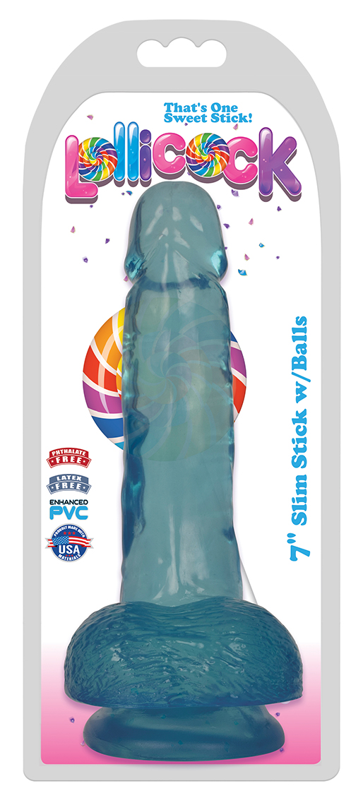 CN-09-0429-11 Chocolate 6" Lollicock - 7 Inch Slim Stick with Balls - Berry Ice - Image 1