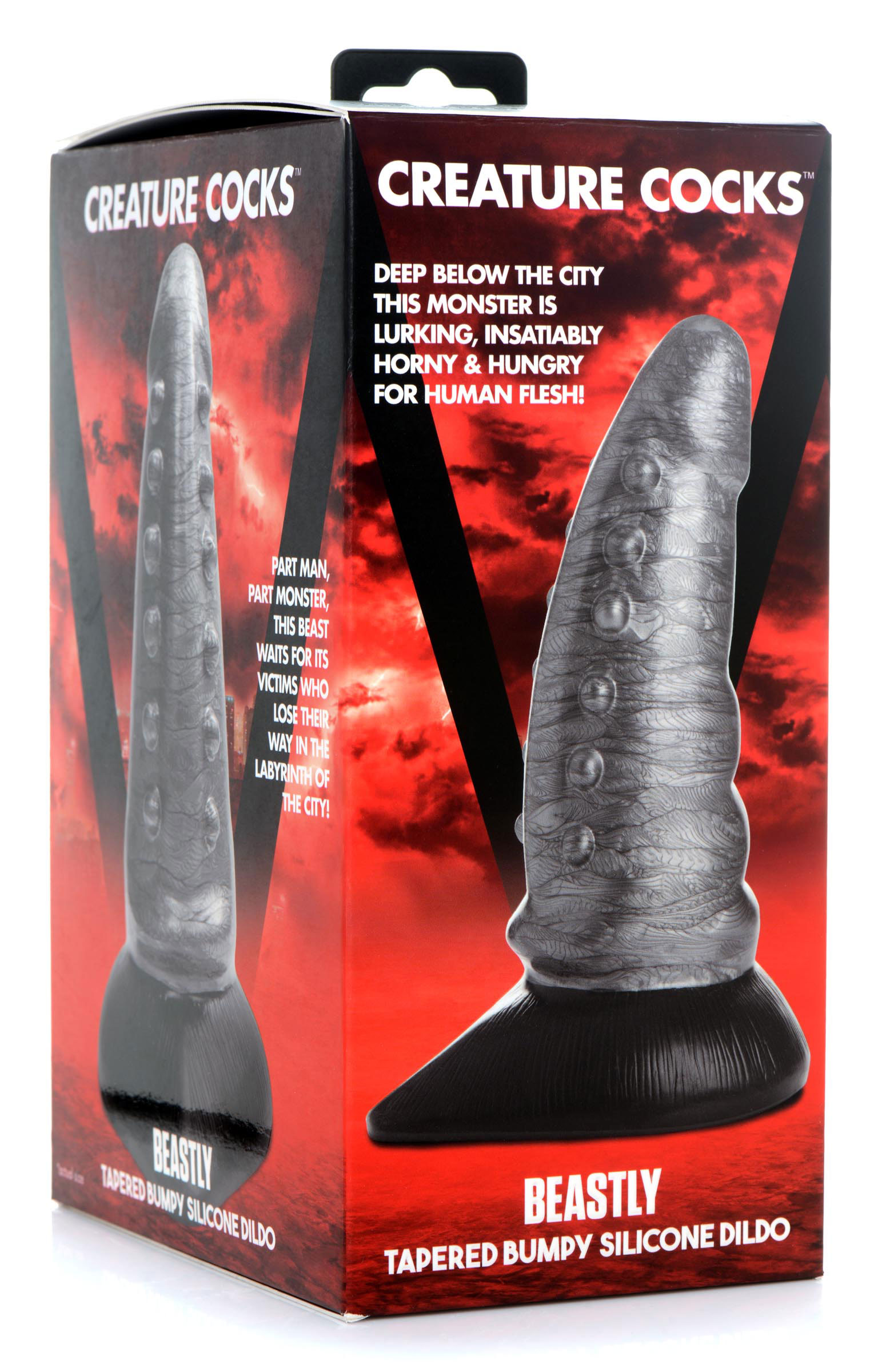 G5iEbJIHznNbA9kYCUecXdHJeQQB2nvh Beastly Tapered Bumpy Silicone Dildo - Silver - Image 1