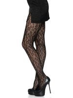 Leopard Net Tights - One Size - Black - Image 2