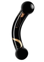 Secret Kisses - 5.5 Inch Handblown Glass Double Ended Dildo - Black - Image 2