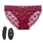 Remote Control Lace Panty Set - S/ M - Burgundy - Image 3