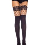 Lace Top Spandex Thigh Hi With Net Insert