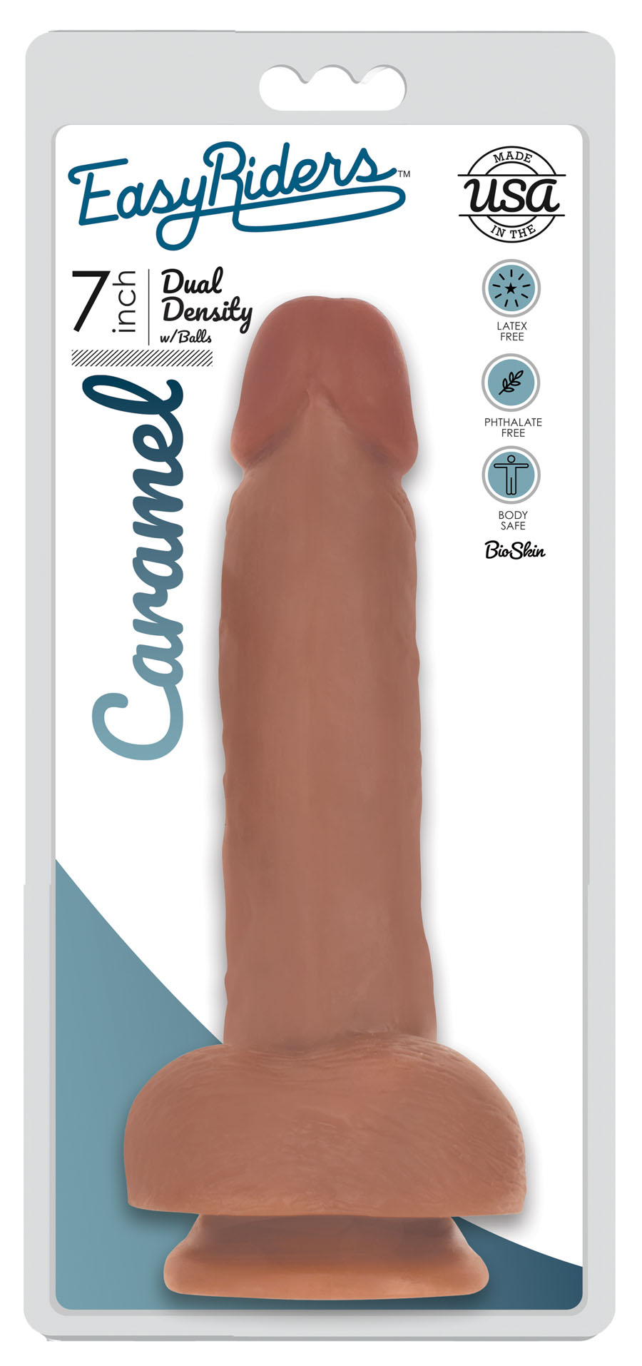 CN-09-0429-11 Chocolate 6" Easy Riders 7 Inch Slim Dong With Balls - Caramel - Image 1