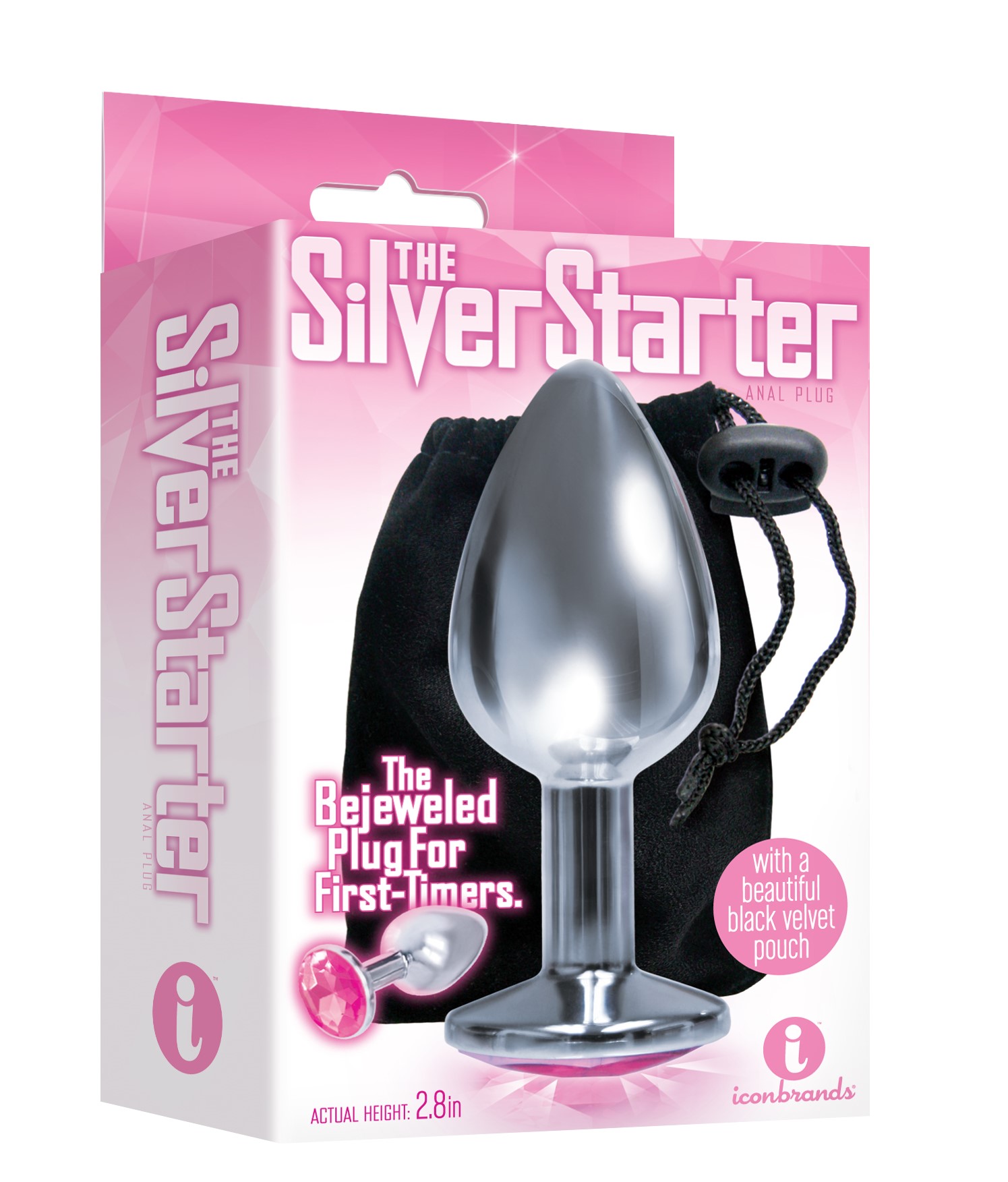 IJiAomhP0H4KU9baL7BUlcYYXk87jPre The 9's the Silver Starter Bejeweled Stainless Steel Plug - Pink - Image 1