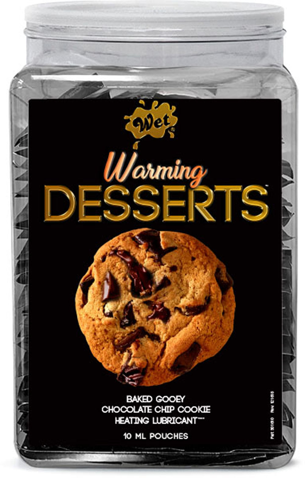 IXBJPkLfX5IuEpMZ3xD0pkKRmfU4CqNB Wet Warming Desserts Baked Gooey Chocolate Chip Cookie 10 ml Pouches 144pc - Image 1
