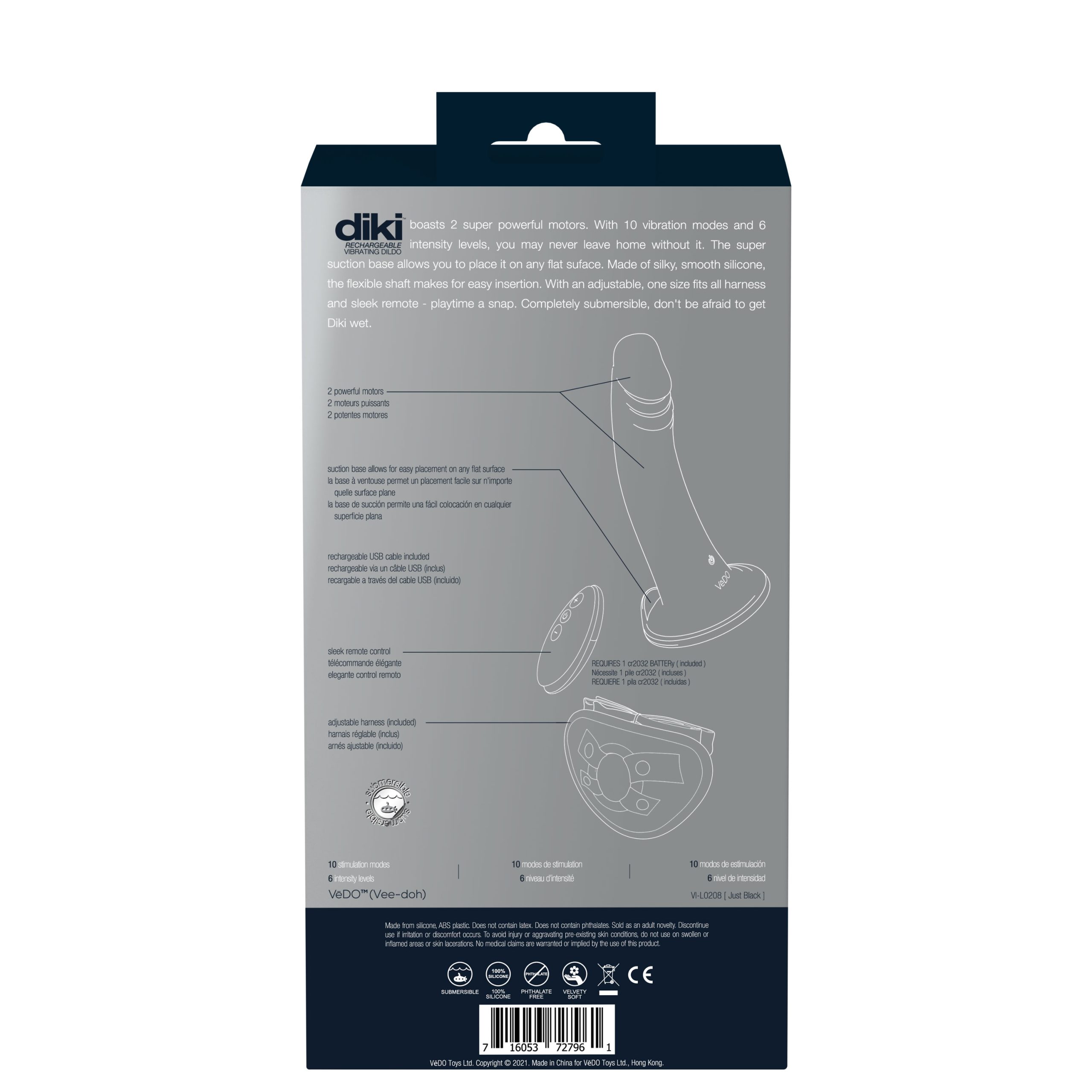 J1cbm0HMexNpRnHXyKFAxkptDPoE6t8n Diki Rechargeable Vibrating Dildo With Harness - Just Black - Image 1