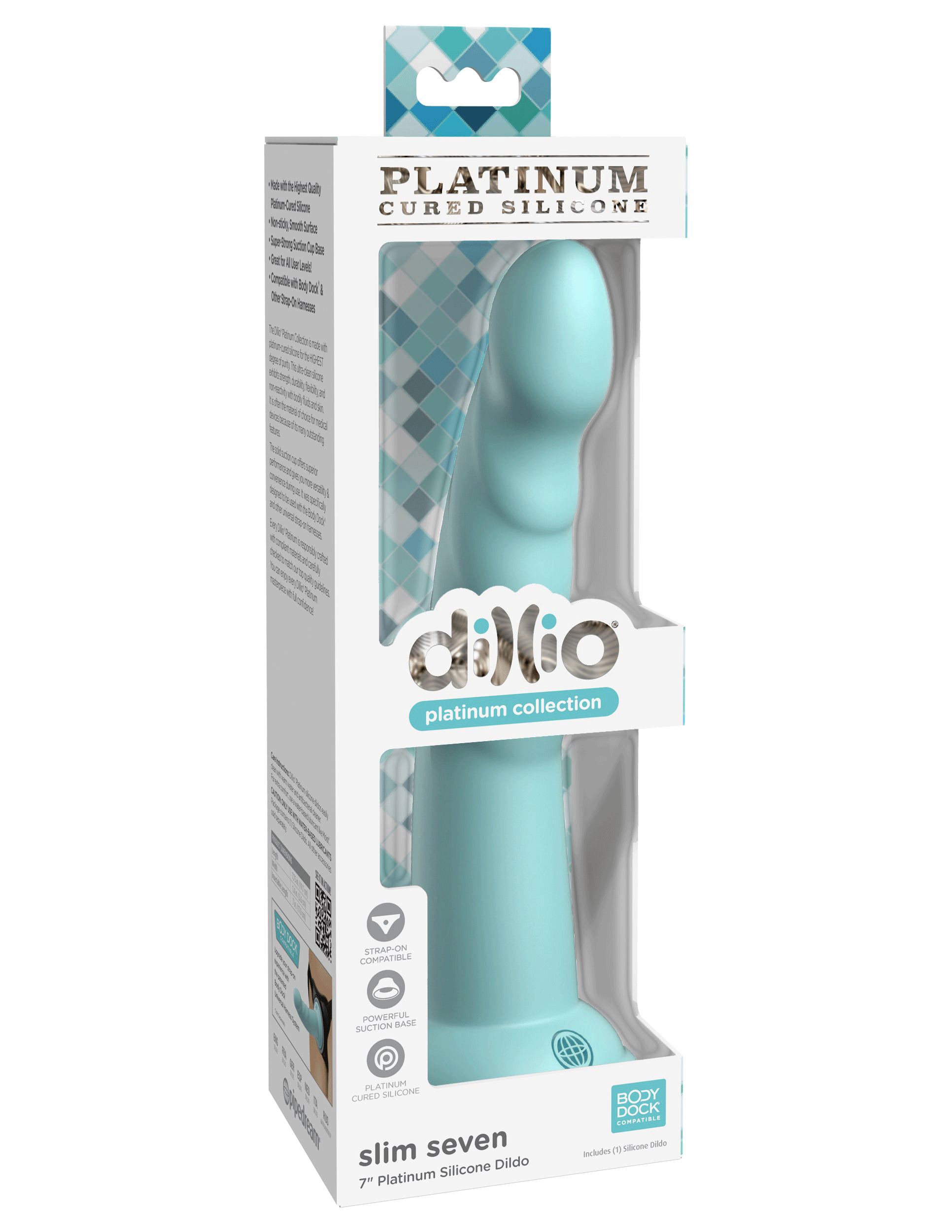JY7e6Ssa1xqpFzWFwpBkl8qW4zVEGLLB Dillio Platinum - Slim Seven 7 Inch Dildo - Teal - Image 1