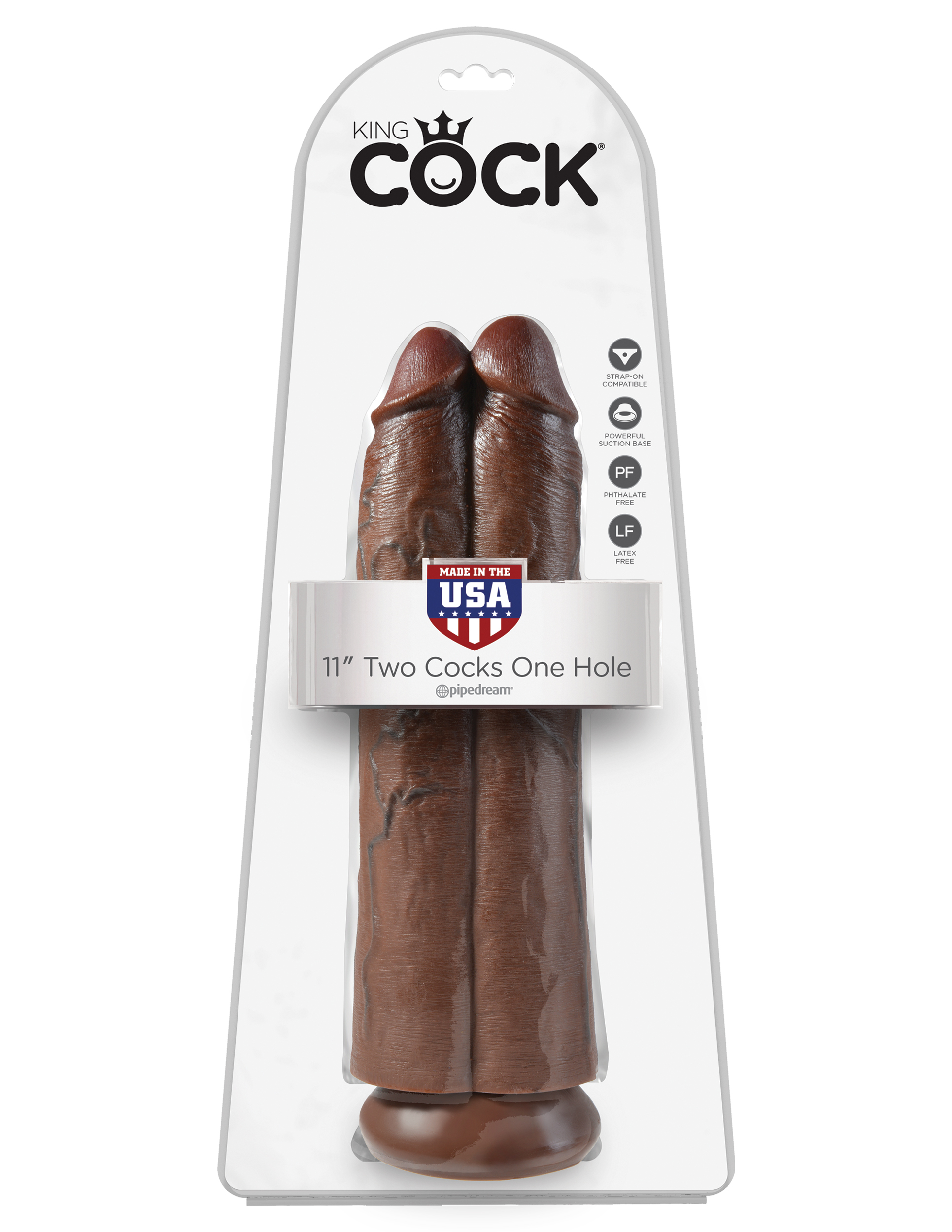 JbyxWcSH8Va5eD3o7MV5QQT6SJCyTag9 King Cock 11" Two Cocks One Hole - Brown - Image 1