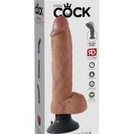 King Cock 10" Vibrating Cock With Balls - Tan