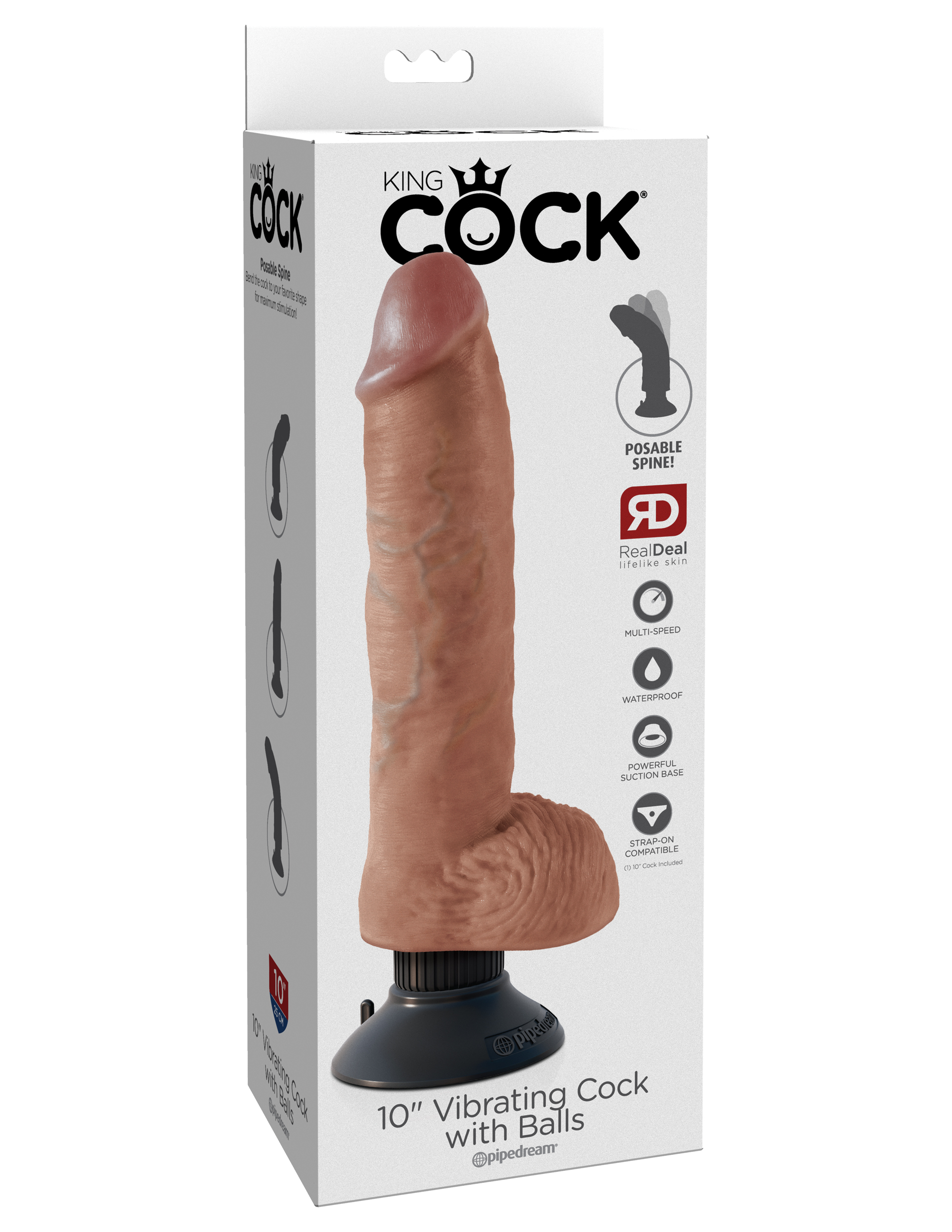 Jhd30FBIhsqVsxf36HkI4lDnxDhohCJp King Cock 10" Vibrating Cock With Balls - Tan - Image 1