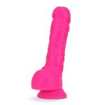 Neo Elite - 9 Inch Silicone Dual Density Cock With Balls - Neon Pink - Image 2