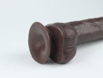 Real Skin 8" Dual Layer Dildo - Dark Brown - Image 5