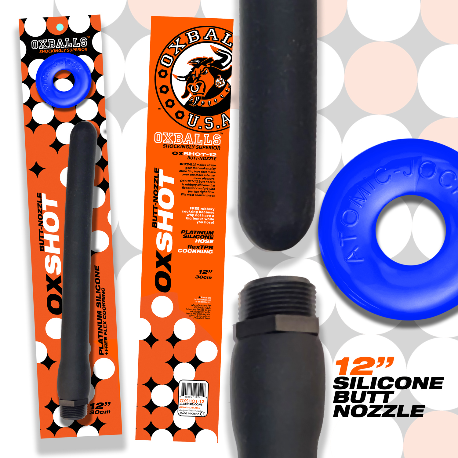 KATmnOFzqMCsj83tNC4cBNEke6ESZ0eL Oxshot - Butt-Nozzle Shower Hose 12 Inch - Black Blue - Image 1