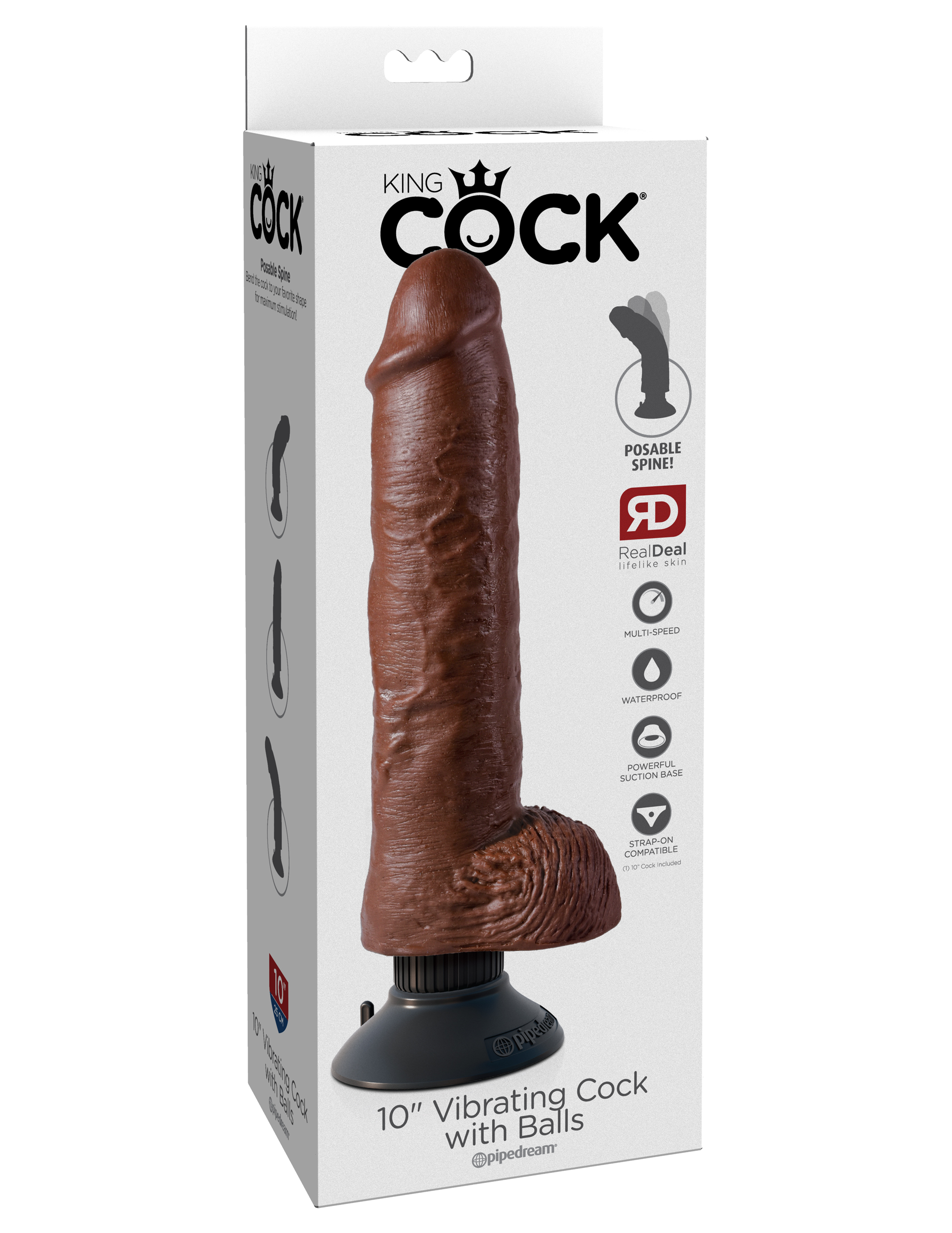 KrlSUCTLcqE5rI7gMrhJh6yzxeyTJ8KX King Cock 10-Inch Vibrating Cock With Balls - Brown - Image 1