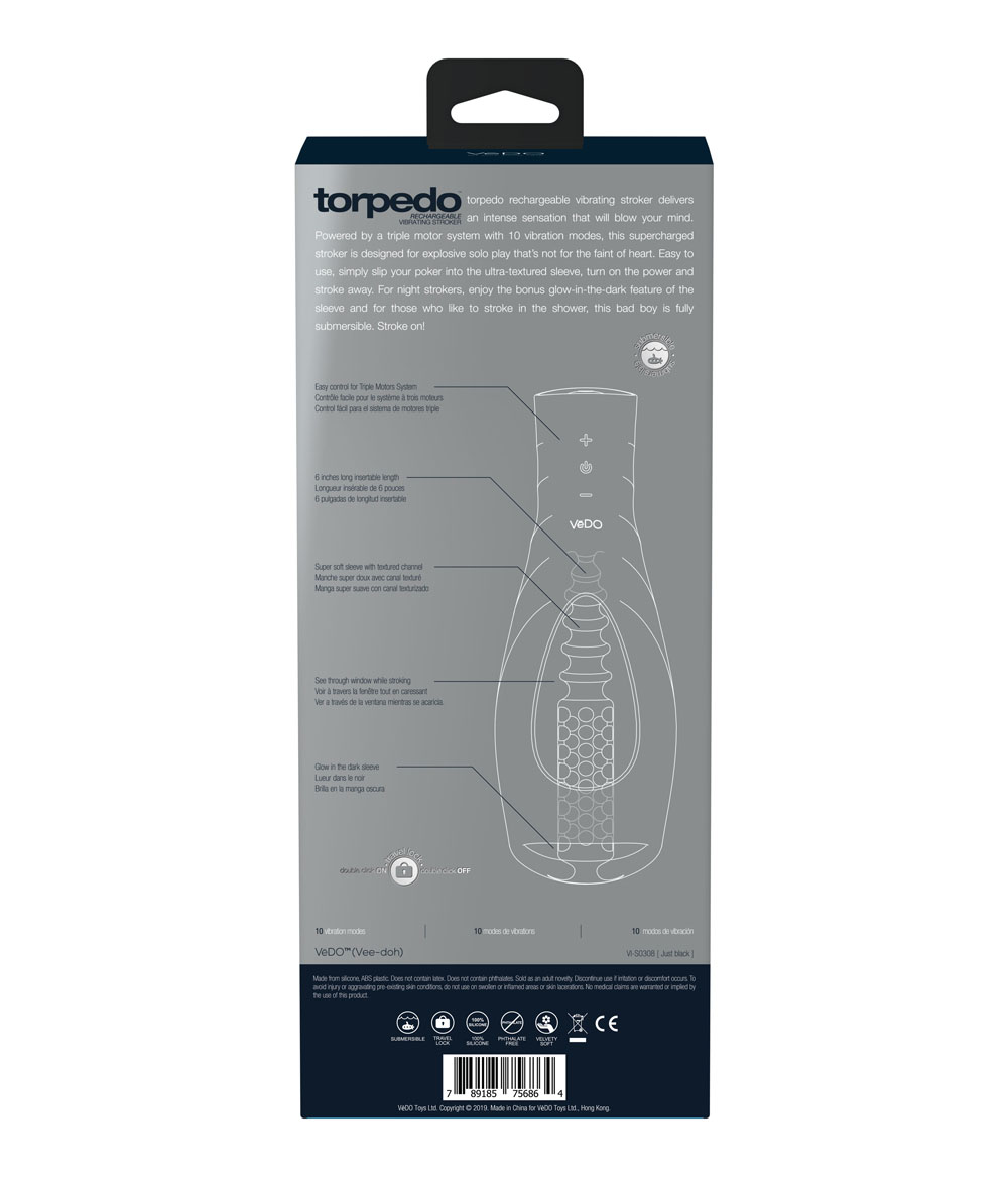 LAKME8FdMB81NEMKqQDKINSovFMva7wq Torpedo Rechargeable Stroker - Just Black - Image 1