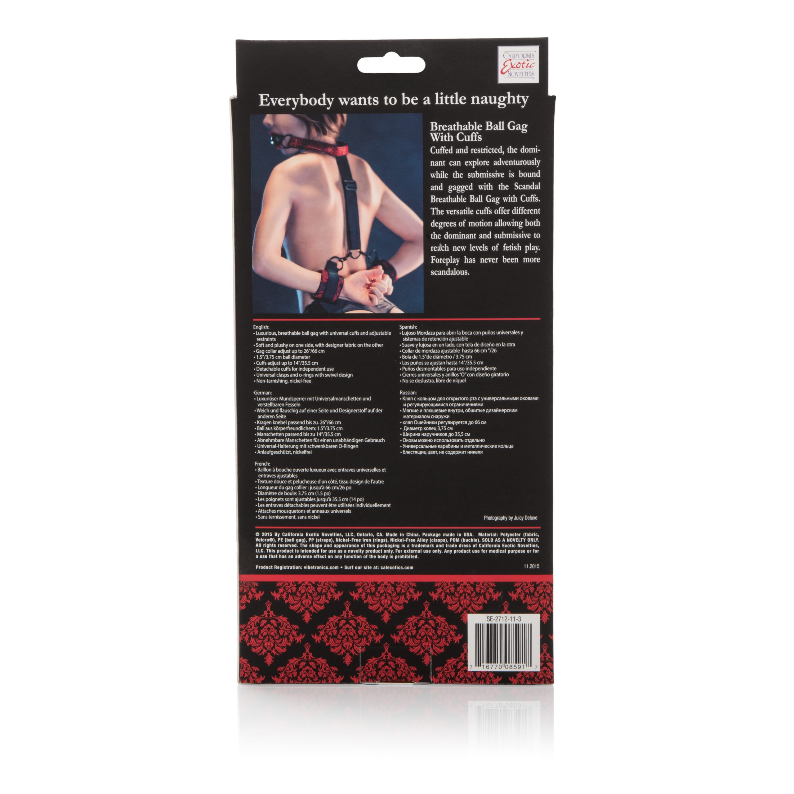 LLhHzOMghkBCyFBEK7AUoAbK843CwLFF Scandal Breathable Ball Gag With Cuffs - Image 1