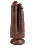 King Cock 7" Two Cocks One Hole - Brown - Image 2