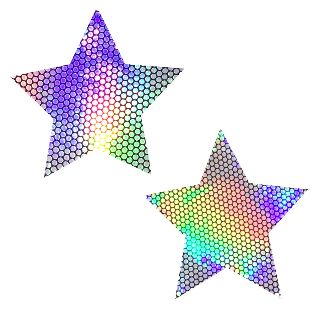 LuHrNZF3SxoCCzMCXHl3GGoNqONvG6z6 Liquid Party Silver Holographic Starry Nights Nipztix Pasties - Image 1