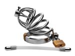 Stainless Steel Chastity Cage With Silicone Urethral Plug - Image 3