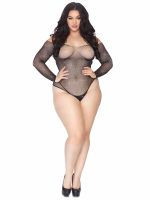 Rhinestone Snap Crotch Bodysuit - 1x/2x - Black - Image 2