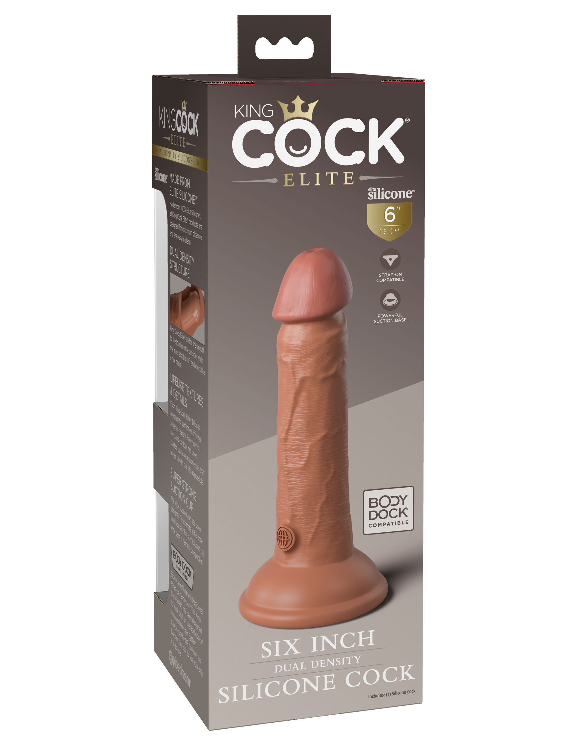 MDqO0TOBO1XxBKw4WnpPT04hwJTFOciY King Cock Elite 6 Inch Silicone Dual Density Cock - Tan - Image 1