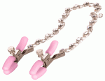 Nipple Play Crystal Chain Nipple Clamps - Pink - Image 3