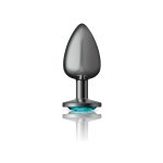 Teal Round Gem Gunmetal Metal Plug - Lg - Image 6