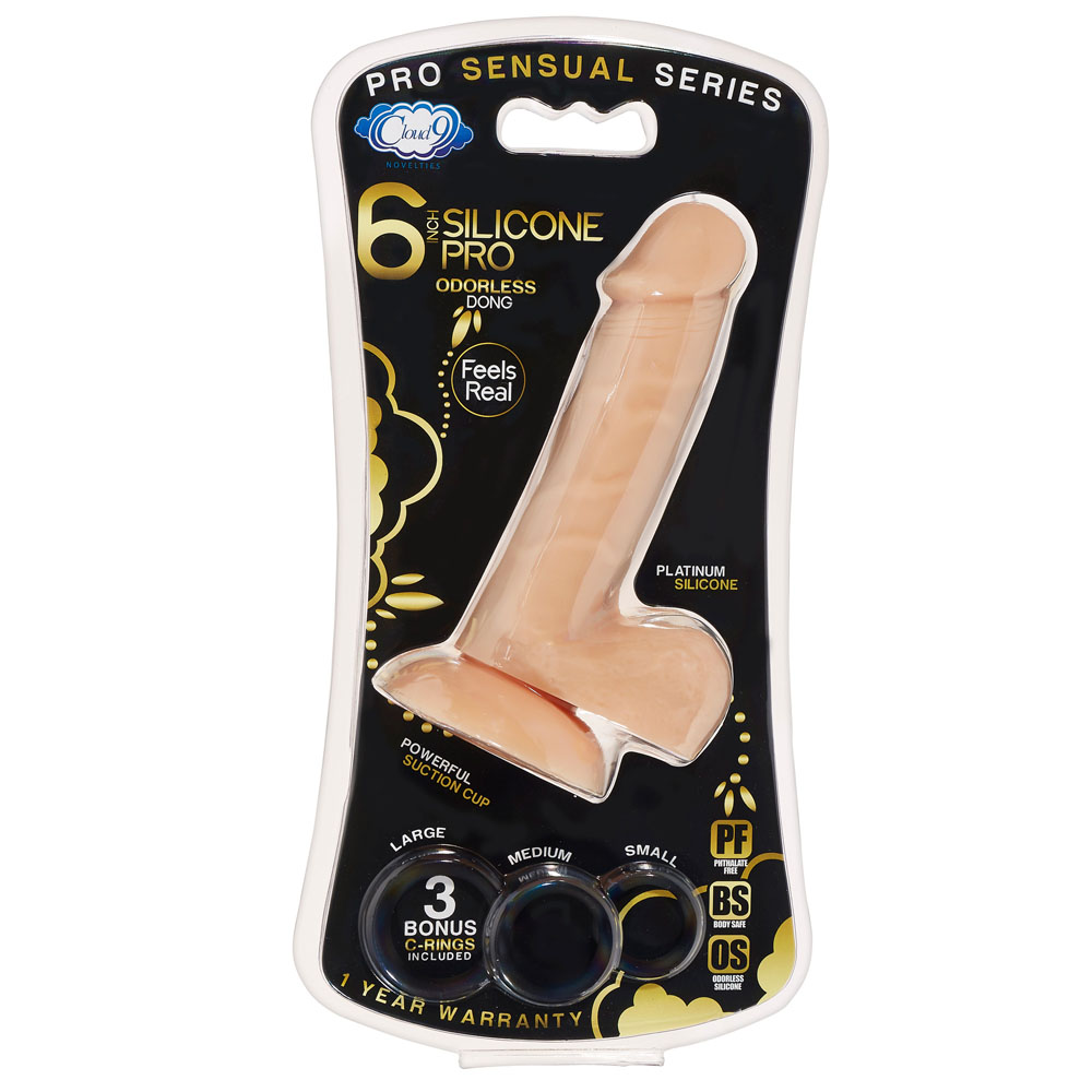 MdNgzjiGukGfYnanPcFkeiOWoIw9I2SJ Pro Sensual Premium Silicone 6 Inch Dong With 3 Cockrings - Flesh - Image 1