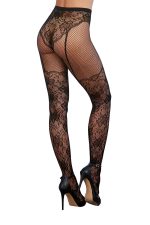 Knitted Lace Garterhose - One Size - Black - Image 2