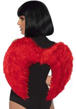 Marabou Trimmed Feather Wings - Red - Image 3