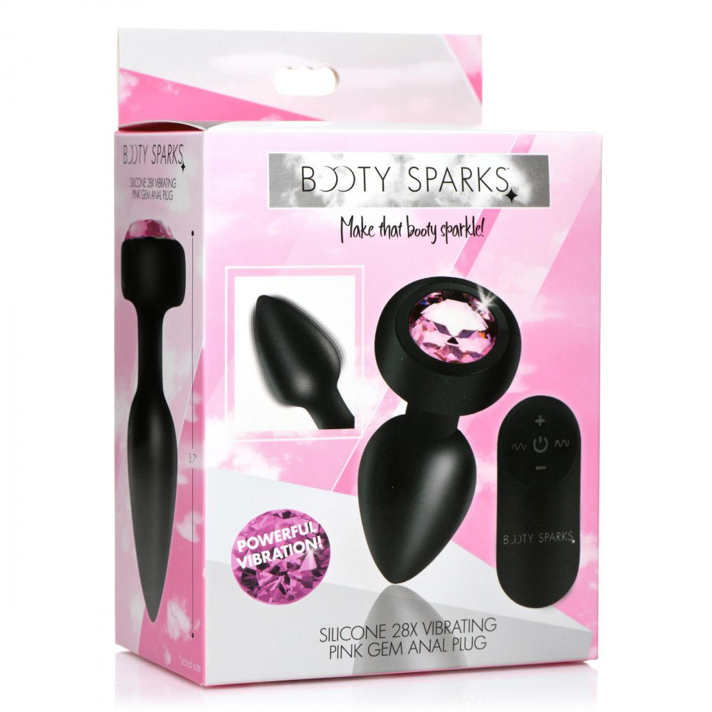 N6xhl0rgoSrXmuHjX1GMylCtl0LkeQQR 28x Silicone Vibrating Pink Gem Anal Plug With Remote - Small - Image 1