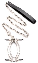 Pussy Tugger Adjustable Pussy Clamp With Leash - Silver - Image 2