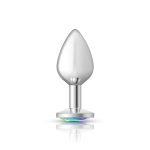 Clear Iridescent Round Gem Silver Metal Plug - Md - Image 7