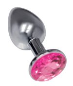 The 9's the Silver Starter Bejeweled Stainless Steel Plug - Pink - Image 2