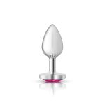 Bright Pink Heart Gem Silver Metal Plug - Sm - Image 7