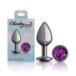 Purple Round Gem Gunmetal Metal Plug - Md