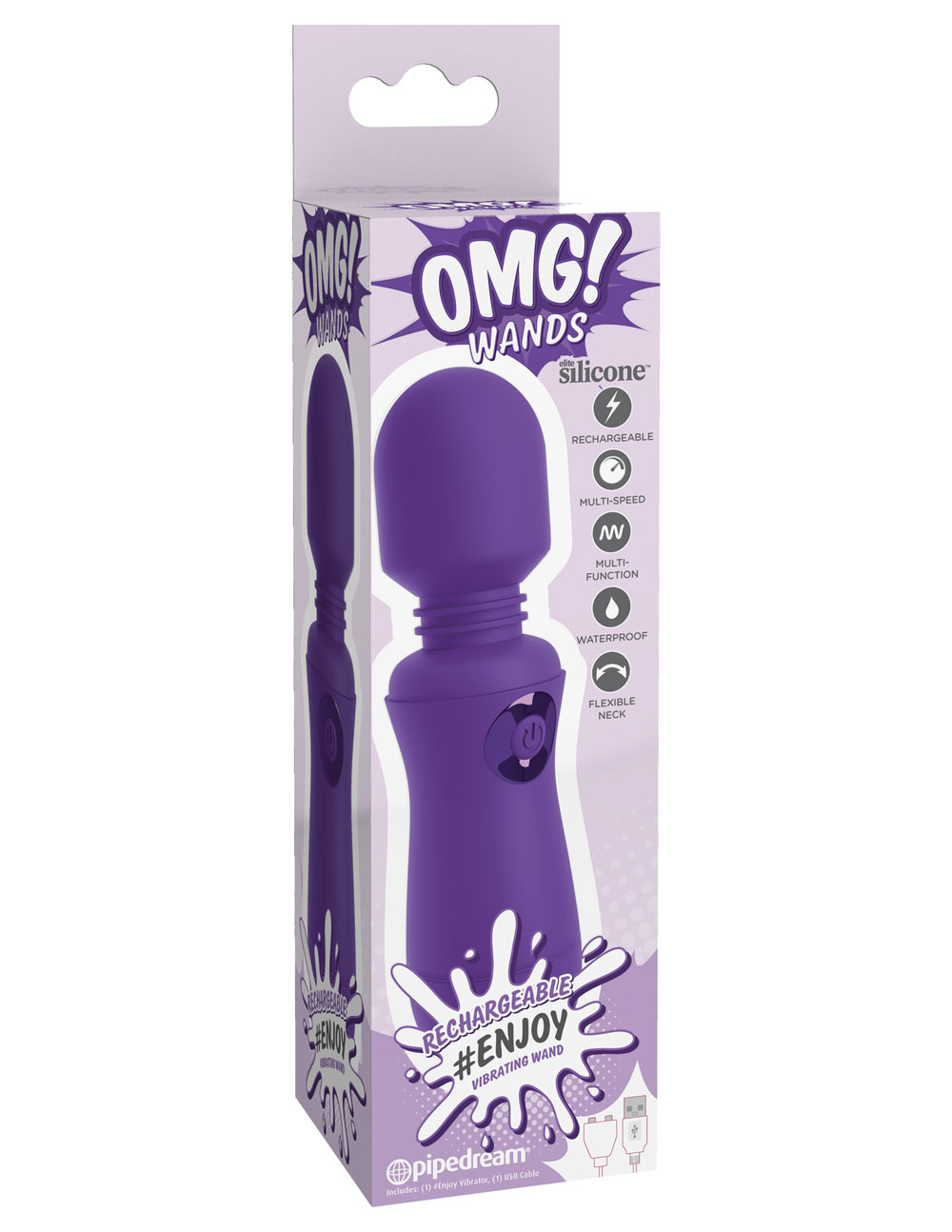 NZ89E3nZNwWMfPumlPUDdM7FlE6zJH8E Omg! Wands Enjoy Rechargeable Vibrating Wand - Purple - Image 1