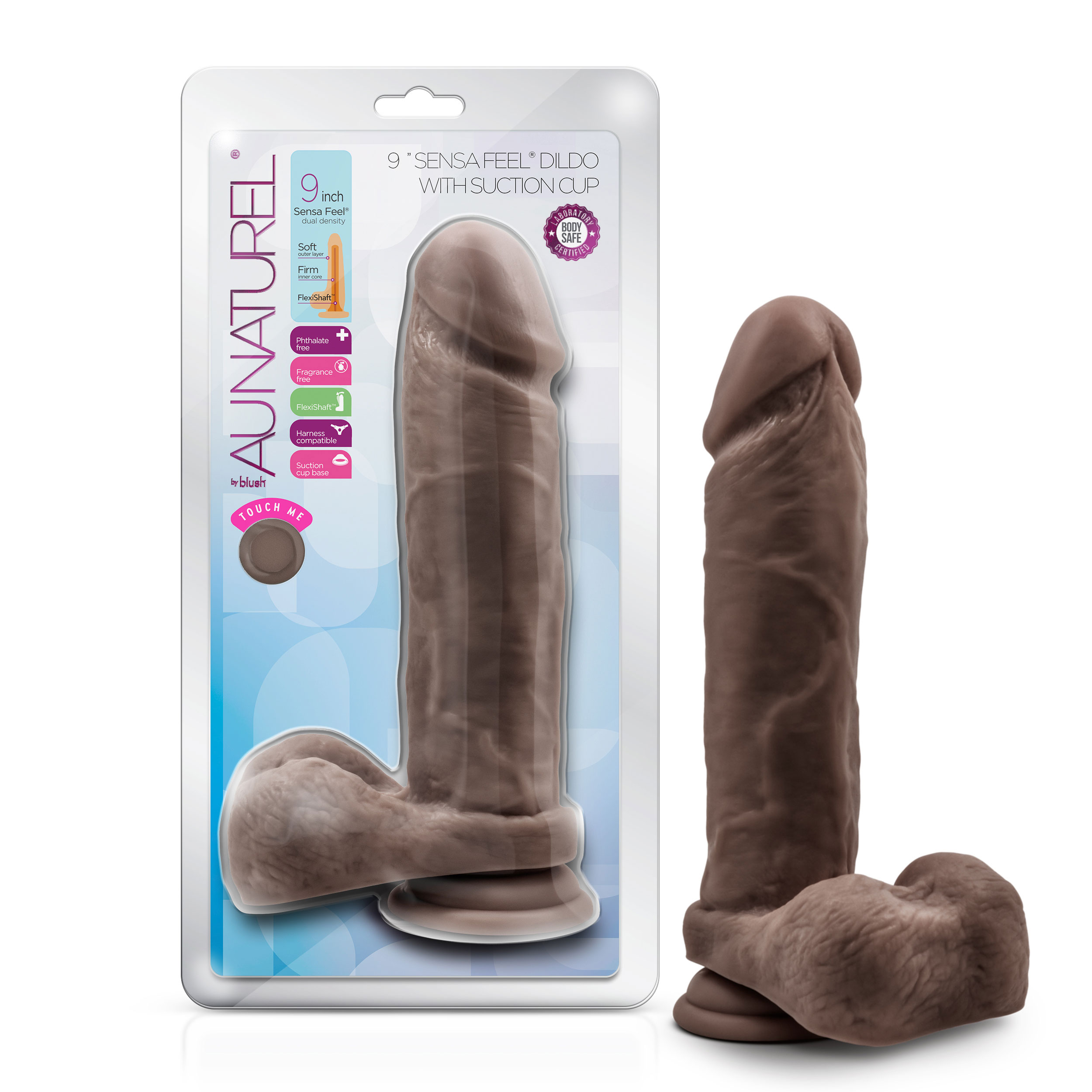 NqbNUuOfZwtCwxhZeM9dXgYBVeRuZaQ2 Au Natural - 9 Inch Dildo With Suction Cup - Chocolate - Image 1