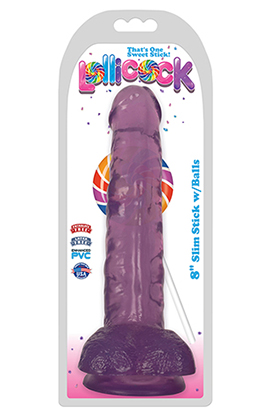 CN-09-0429-11 Chocolate 6" Lollicock - 8 Inch Slim Stick With Balls - Grape Ice - Image 1
